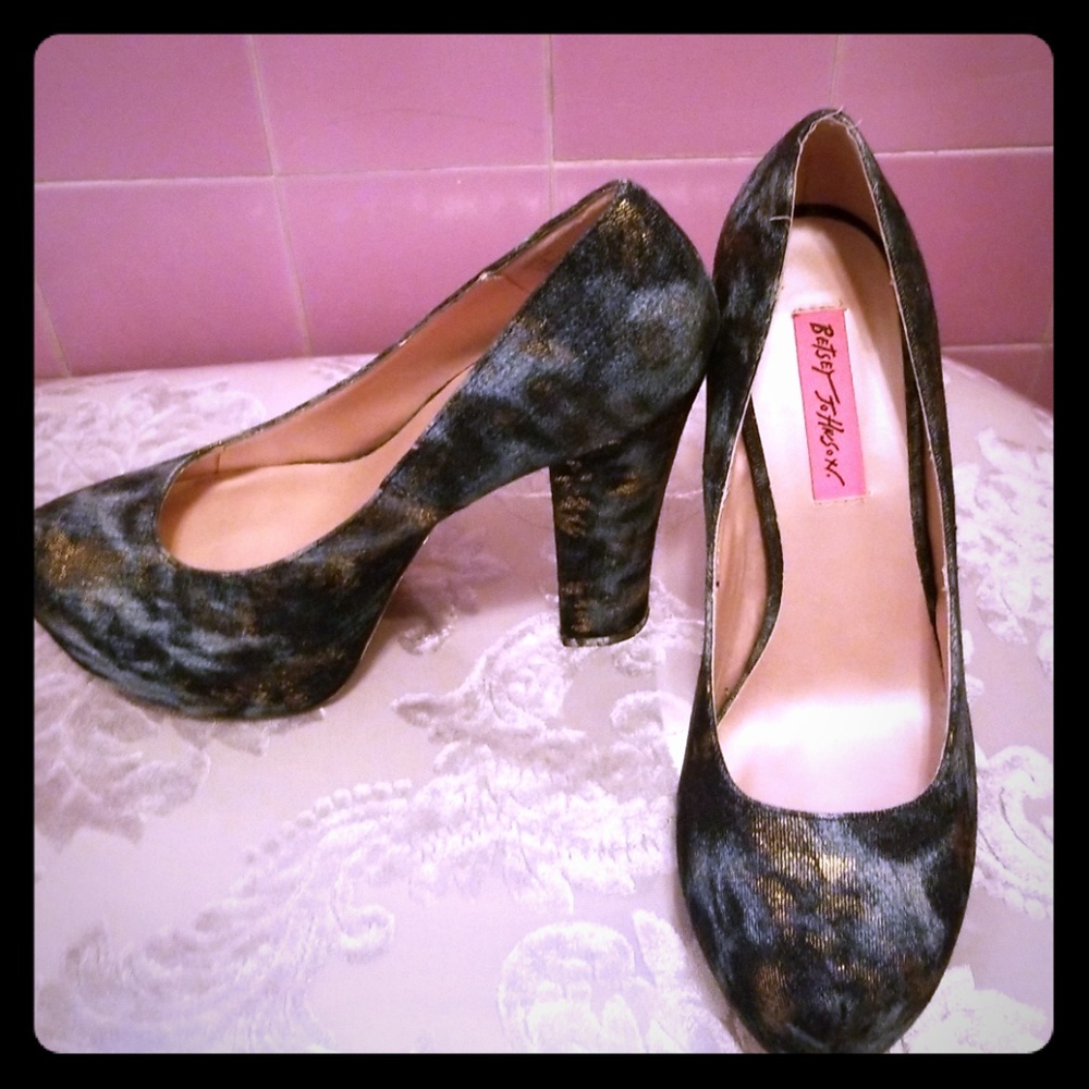 Betsey Johnson denim platforms